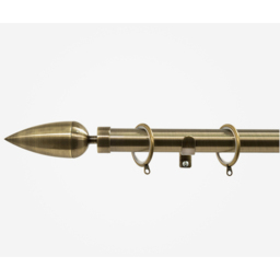 Antqiue Brass 28mm Teardrop Fixed Length Metal Curtain Pole - Antique Brass / 110cm - thumbnail 5