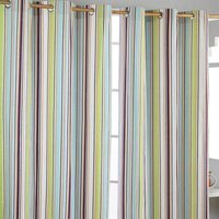 Osaka Green Stripes Ready Made Eyelet Curtain Pair - Green / 137cm - image 1