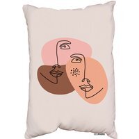 Modern Contemporary Minimalist Woman Portrait Outdoor Cushion - White - image 1