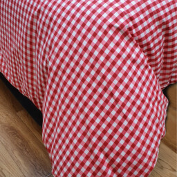 Gingham Check Cherry Fitted Sheet Cotton Red White - Cherry Red / King - thumbnail 2
