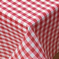 Gingham Check Cherry Fitted Sheet Cotton Red White - Cherry Red / King - thumbnail 1