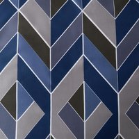 Geo Chevron Duvet Cover Set - Navy Blue/Beige / Double - thumbnail 1