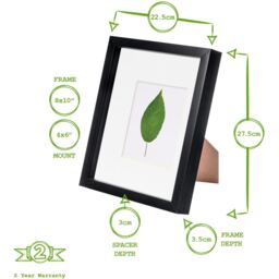 "3D Box Photo Frame - 8 x 10"" with 4 x 6"" Mount - Black/Ivory" - thumbnail 5