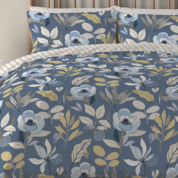 Mia Floral Polycotton Duvet Cover Set - Blue / Double - thumbnail 2