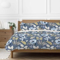 Mia Floral Polycotton Duvet Cover Set - Blue / Double
