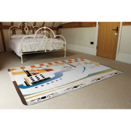 Art Deco Ship Designer Rug - Orange / 150cm - thumbnail 3
