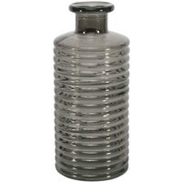 Horizontal Ribbed Glass Bottle Vase - Dove Grey