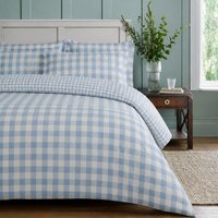 Reversible Gingham Check Duvet Cover Set  Easy Care Country Style Bedding - Surf Blue / Superking