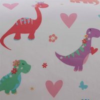 Dino Daisy Duvet Cover Set - Pink / Single