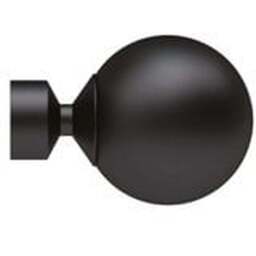 28mm Fixed Length Metal Eyelet Curtain Pole Set - Met Ball Finial - Black / 180cm - thumbnail 3