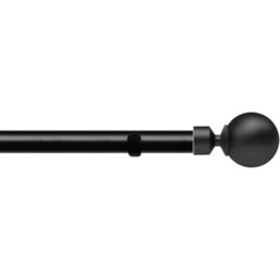 28mm Fixed Length Metal Eyelet Curtain Pole Set - Met Ball Finial - Black / 180cm - thumbnail 2