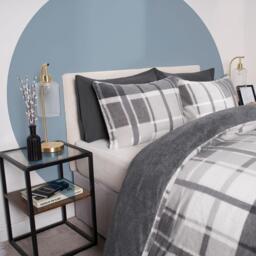 Teddy Check Duvet Set - Grey / King - thumbnail 2
