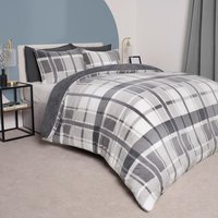 Teddy Check Duvet Set - Grey / King - thumbnail 1