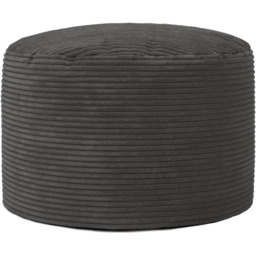 Giant Cord Armchair Bean Bag with Round Footstool - Charcoal Grey - thumbnail 3