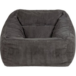 Giant Cord Armchair Bean Bag with Round Footstool - Charcoal Grey - thumbnail 4