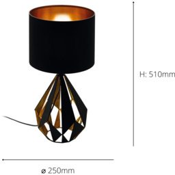 EGLO CARLTON 5 Black Copper Table Lamp - Black - thumbnail 5