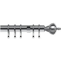 25-28mm Vienna End Satin Silver Metal Curtain Pole Set - Silver / 170cm