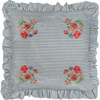 Martha Embroidered Ruffle Cushion - Blue / Polyester - image 1