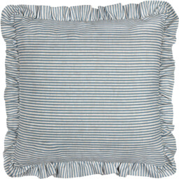 Martha Embroidered Ruffle Cushion - Blue / Polyester - thumbnail 4