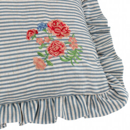 Martha Embroidered Ruffle Cushion - Blue / Polyester - thumbnail 2