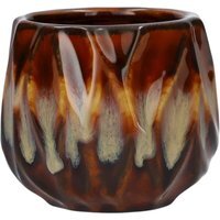 Small Ceramic Indoor Plant Pot - Brown/Beige - image 1
