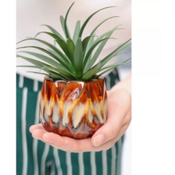 Small Ceramic Indoor Plant Pot - Brown/Beige - thumbnail 3