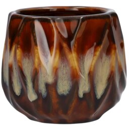 Small Ceramic Indoor Plant Pot - Brown/Beige - thumbnail 2