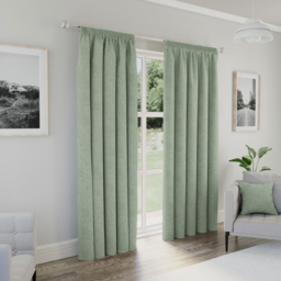 Dallas Blackout Pencil Pleat Curtains - Green / 168cm / 183cm - thumbnail 3