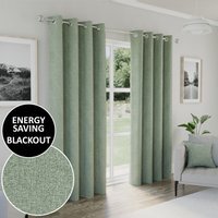Dallas Blackout Pencil Pleat Curtains - Green / 168cm / 183cm