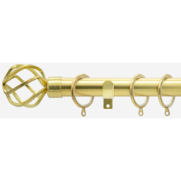 Brushed Gold 28mm Cage Fixed Length Metal Curtain Pole - Brushed Gold / 95cm - thumbnail 5