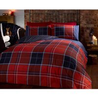 Argyle Checks Cotton Duvet Set With Pillowcase - Red / Double