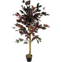 Artificial Dark Red Green Ficus Plant Extra Large - Red