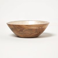 Capiz Style Mango Wood Enamel Bowl 25 cm - Neutral