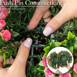 Artificial Rose Topiary Hanging Balls Set of 2 - Pink - thumbnail 3