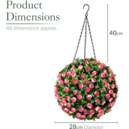 Artificial Rose Topiary Hanging Balls Set of 2 - Pink - thumbnail 5