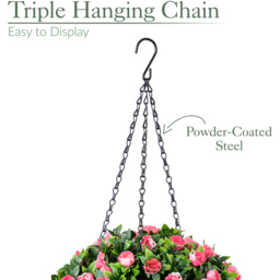 Artificial Rose Topiary Hanging Balls Set of 2 - Pink - thumbnail 2