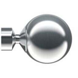 28mm Fixed Length Metal Eyelet Curtain Pole Set - Sphere Finial - Satin Silver / 140cm - thumbnail 3