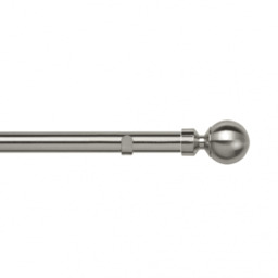 28mm Fixed Length Metal Eyelet Curtain Pole Set - Sphere Finial - Satin Silver / 140cm - thumbnail 2