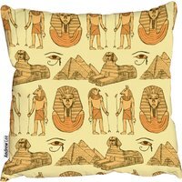 Egyptian Sketch Symbols Cushion - Yellow / 60cm