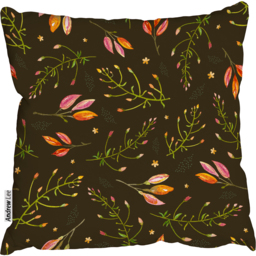 Green branches and flower buds Outdoor Cushion - Orange / 60cm - thumbnail 2