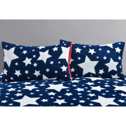 Velosso Galaxy Stars Teddy Soft Cosy Fleece Duvet Set - Navy, Red / King - thumbnail 2