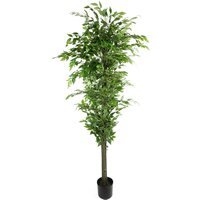 Large Artificial Ficus Tree In Black Pot 180cm - Green