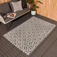 Geometric Outdoor Garden Rug - Grey and White / 170cm - image 1