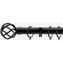 Matt Black 28mm Cage Fixed Length Metal Curtain Pole - Matt Black / 90cm - thumbnail 5