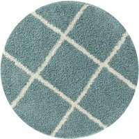 Myshaggy Collection Circle Diamond Design Rug - Duck Egg Blue - thumbnail 1