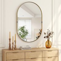 HOMCOM Wall Mirror with Elevated Aluminium Alloy Frame - Gold Tone