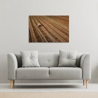 Aerial view of hay bale fields Canvas Print - Brown / 41cm / 61cm - thumbnail 1
