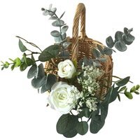 White Rose Natural Floral Basket