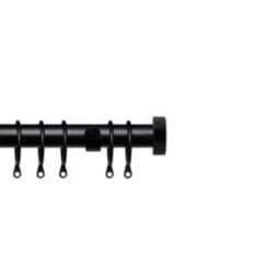 25-28mm Stud End Black Metal Curtain Pole Set - Black / 200cm - thumbnail 2