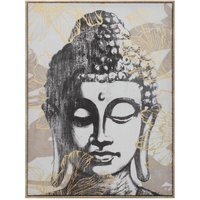 Gold Foiled Buddha Framed Canvas - Black and White - thumbnail 1